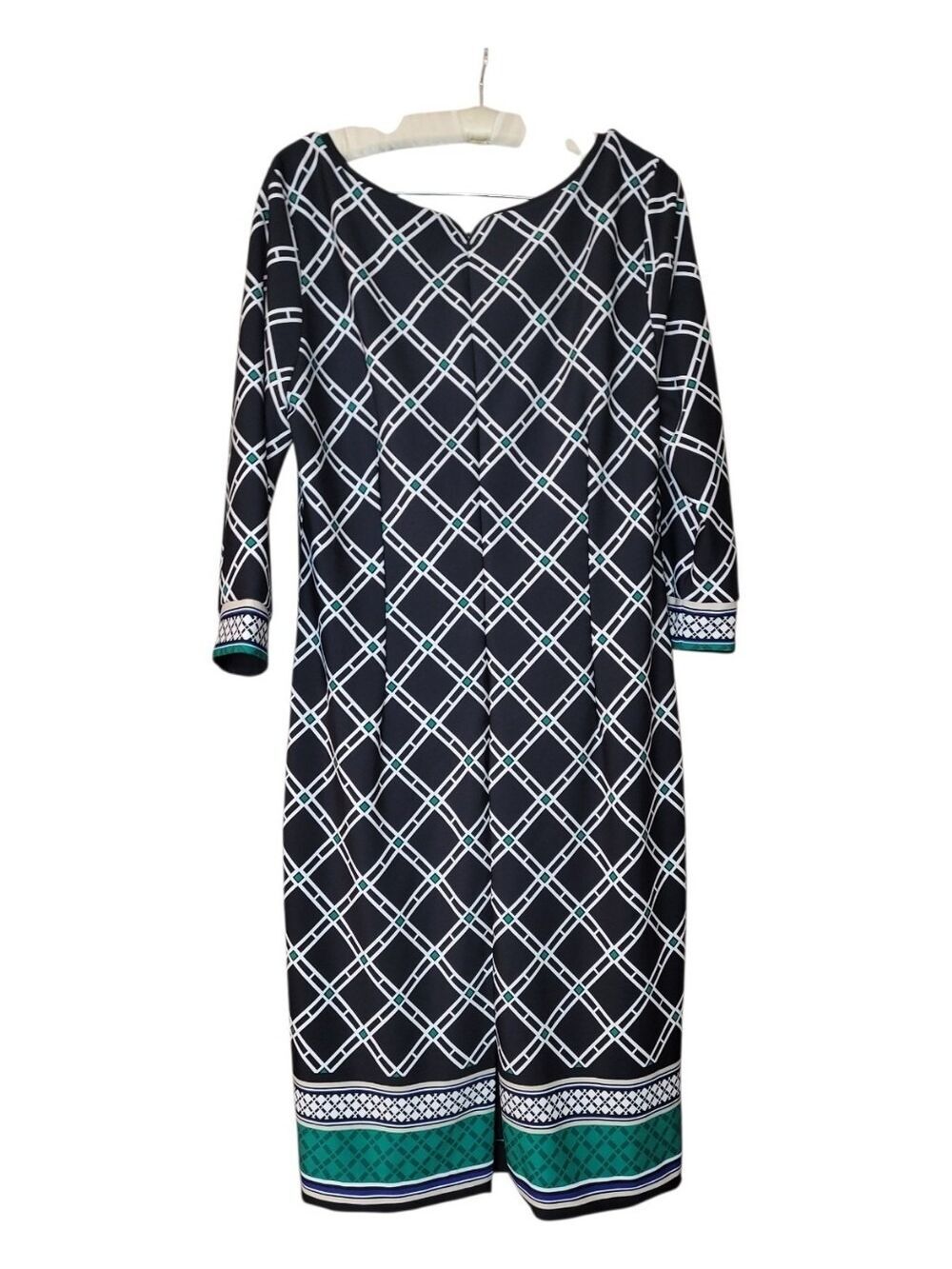 WHBM Celtic Plaid Border Hem Stretch Sheath Dress 12 - Picture 2 of 4